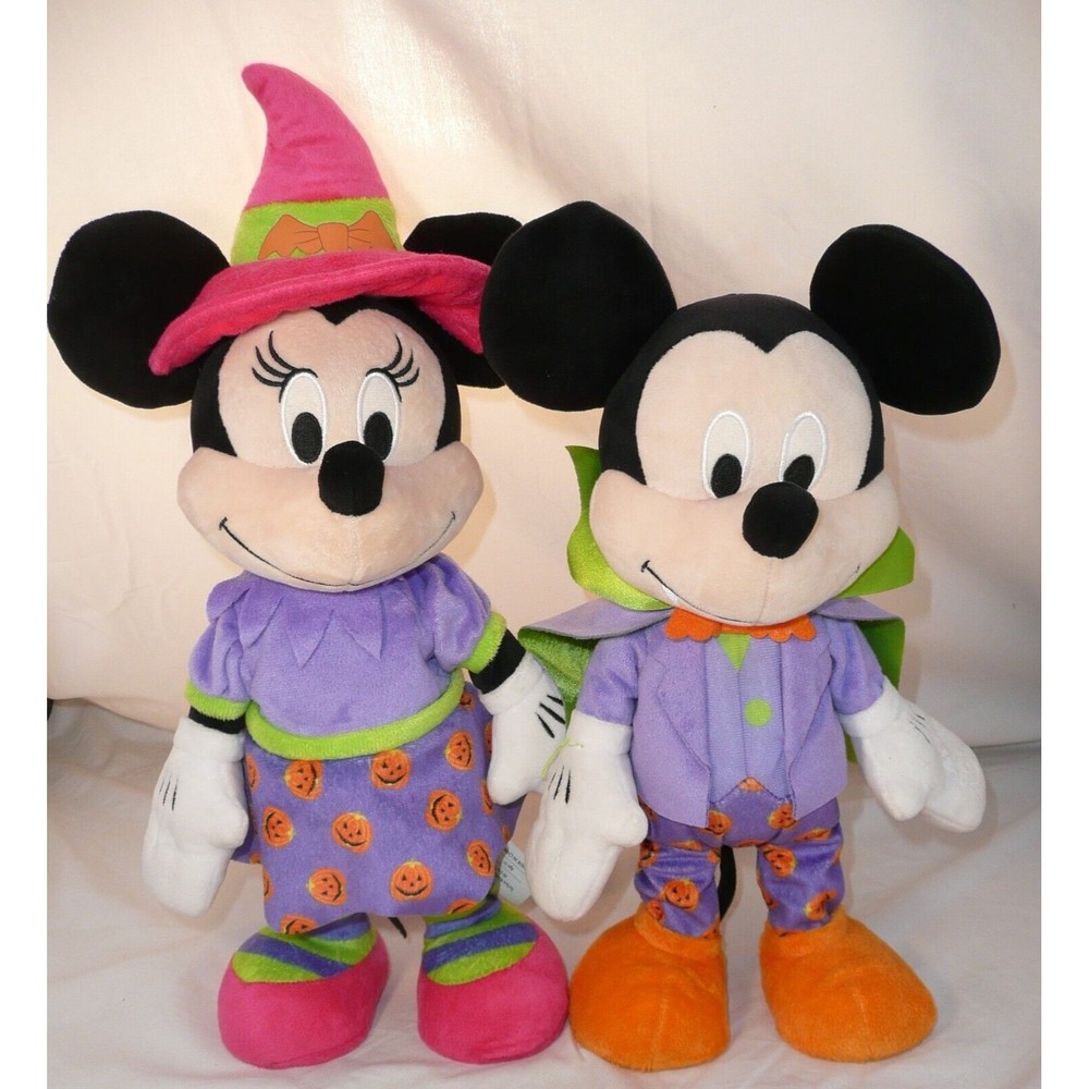 Disney Mickey Minnie Mouse Halloween Dancing Vampire Witch Musical Plush Working
